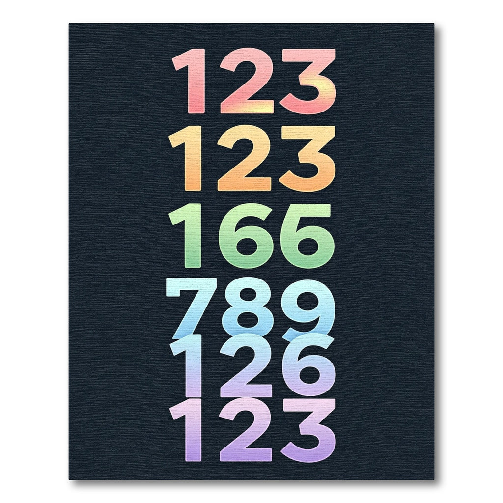 Gradient Rainbow Ombre Number Collage Rug