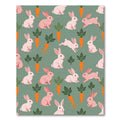 Playful Pastel Rabbit and Carrot Illustration Rug