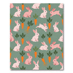 Playful Pastel Rabbit and Carrot Illustration Rug