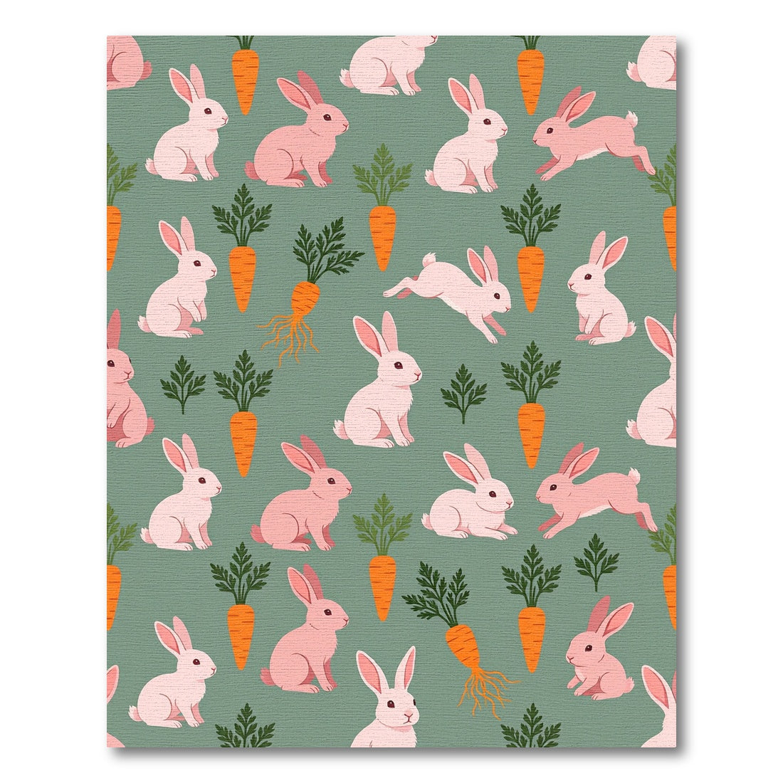 Playful Pastel Rabbit and Carrot Illustration Rug