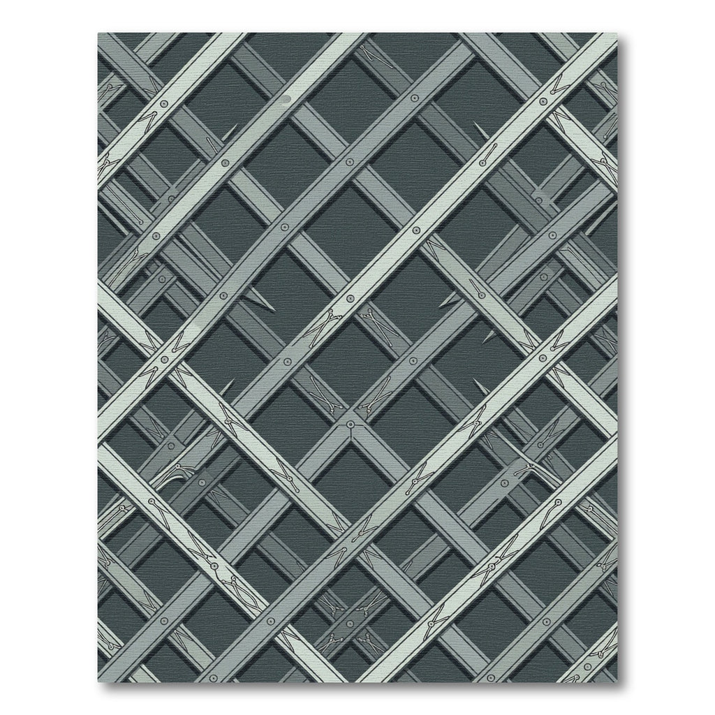 Gray Interlocking Lattice Structure Rug