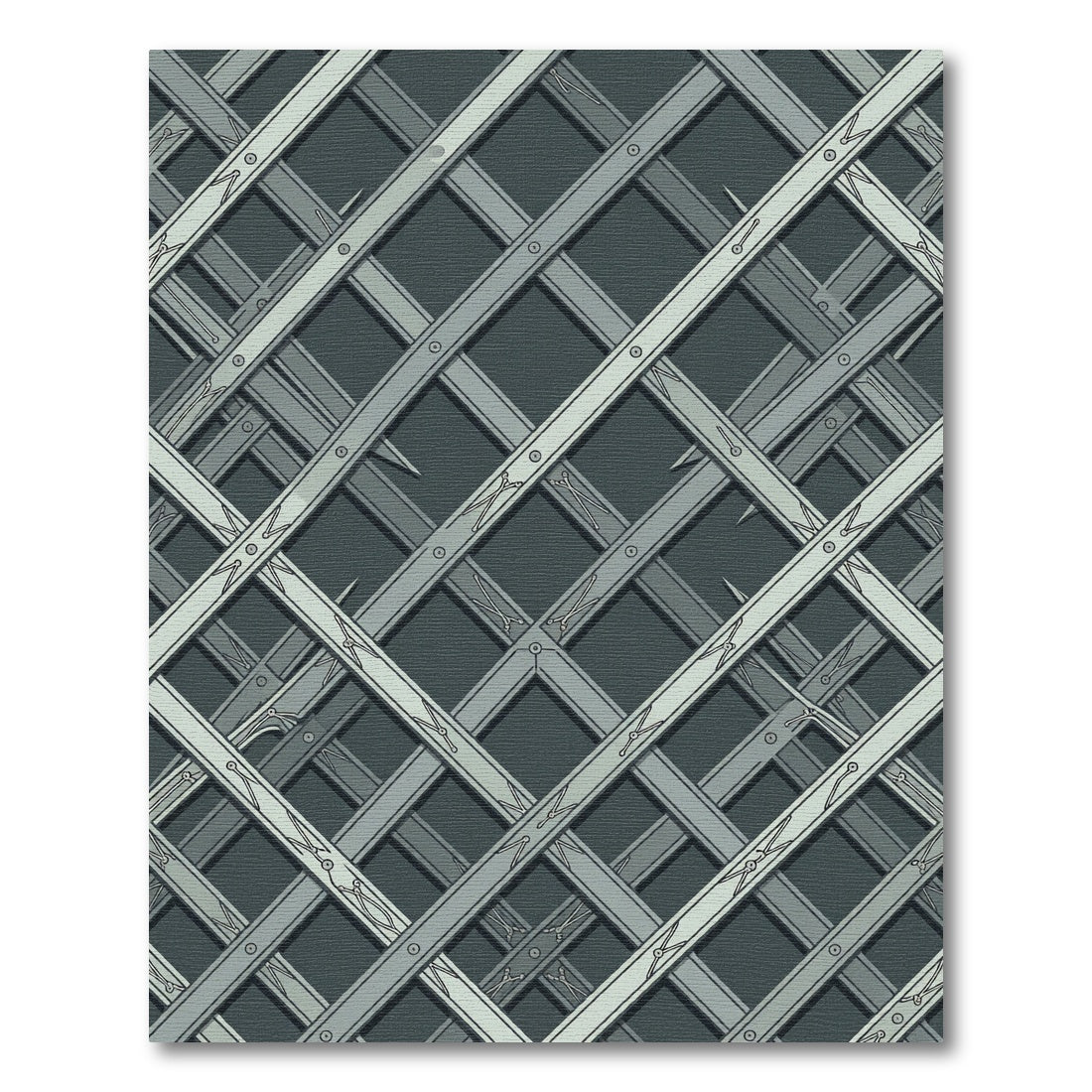 Gray Interlocking Lattice Structure Rug