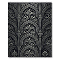 Ornate Black Silver Floral Arch Rug