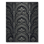 Ornate Black Silver Floral Arch Rug