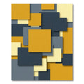Modern Mustard Blue Geometric Layered Block Rug