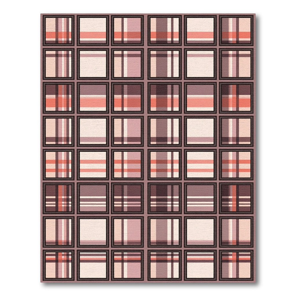 Muted Pink and Gray Plaid Grid Rug