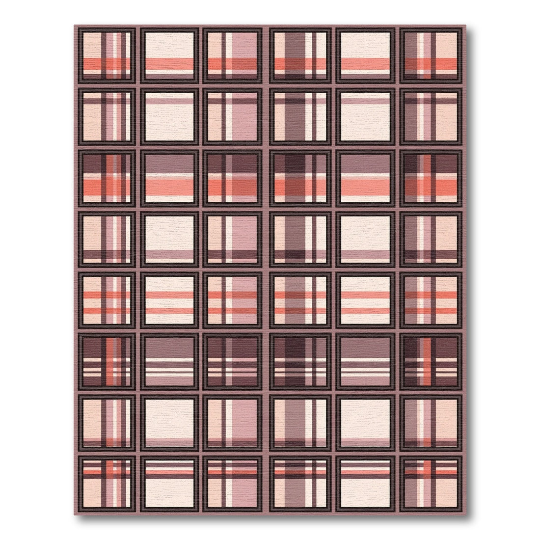 Muted Pink and Gray Plaid Grid Rug