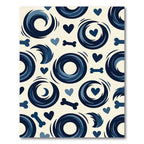 Navy Blue Swirl Bone Heart Graphic Rug