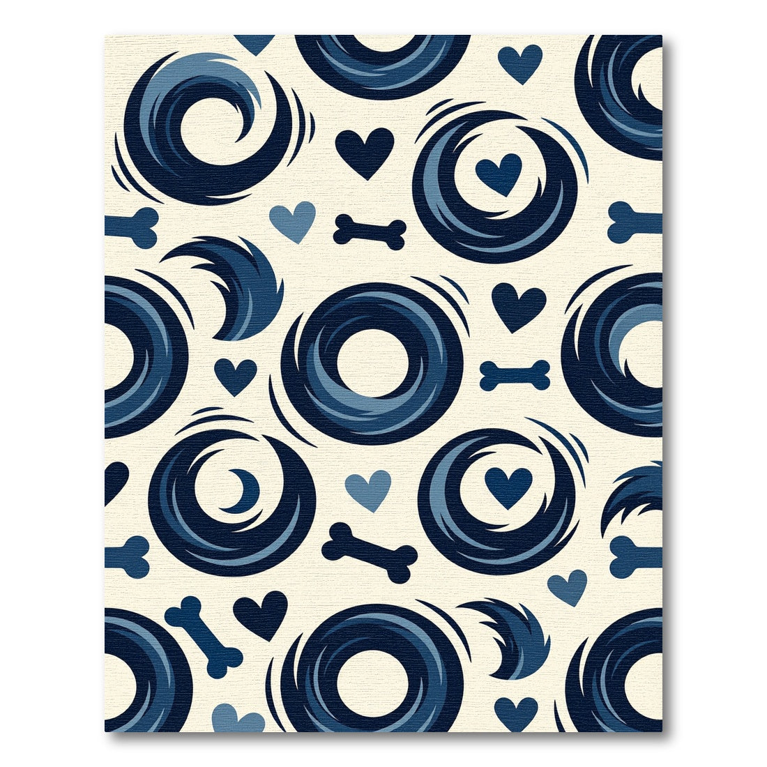 Navy Blue Swirl Bone Heart Graphic Rug
