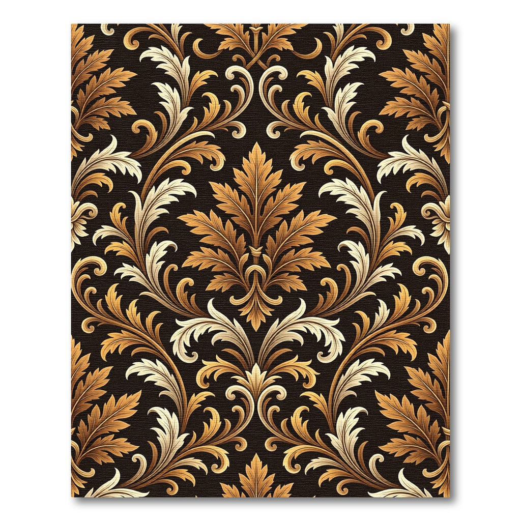 Rich Gold Acanthus Leaf Damask Rug