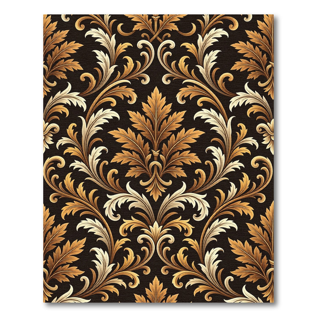Rich Gold Acanthus Leaf Damask Rug