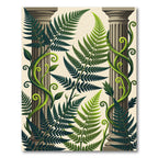 Lush Green Ferns and Classical Columns Rug