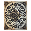 Ornate Ebony Beige Floral Crest Rug