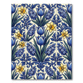 Blue and Yellow Floral Delft Tile Rug