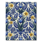 Blue and Yellow Floral Delft Tile Rug