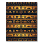 Golden Tribal African Geometric Art Rug