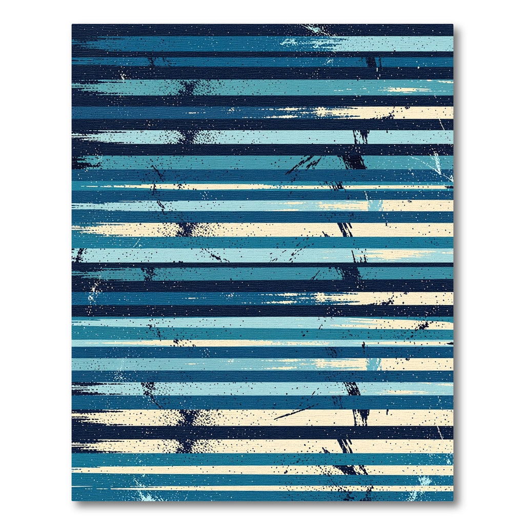 Deep Blue Striped Brushstroke Splash Rug