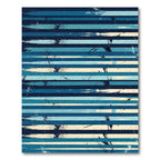 Deep Blue Striped Brushstroke Splash Rug