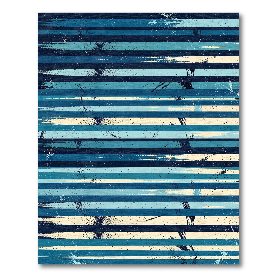 Deep Blue Striped Brushstroke Splash Rug