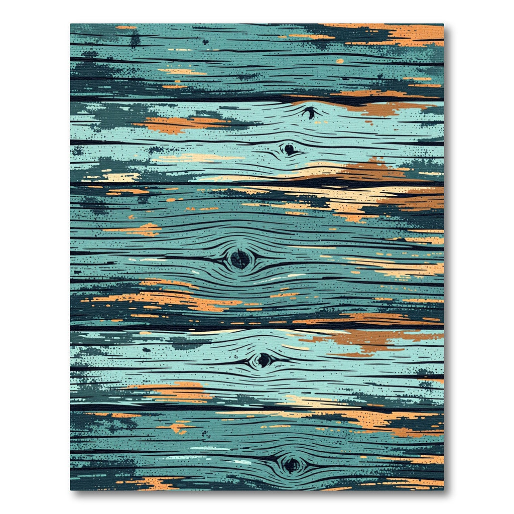 Distressed Teal Wood Grain Planks Rug