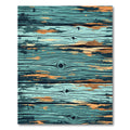Distressed Teal Wood Grain Planks Rug