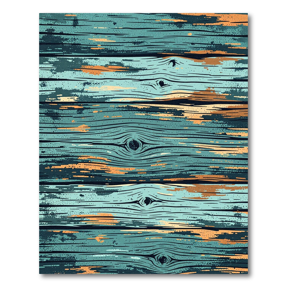 Distressed Teal Wood Grain Planks Rug