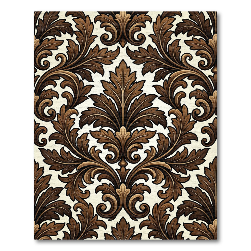Rich Brown Vintage Acanthus Scroll Rug