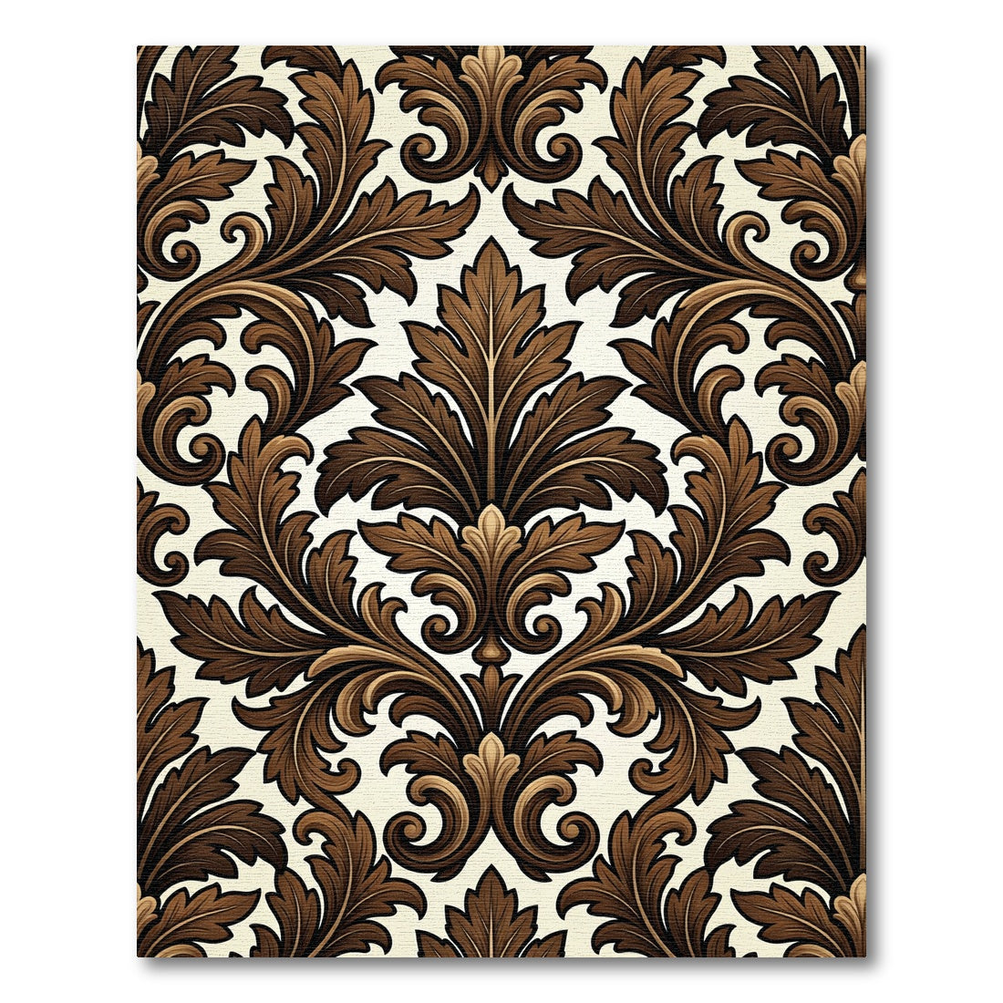 Rich Brown Vintage Acanthus Scroll Rug