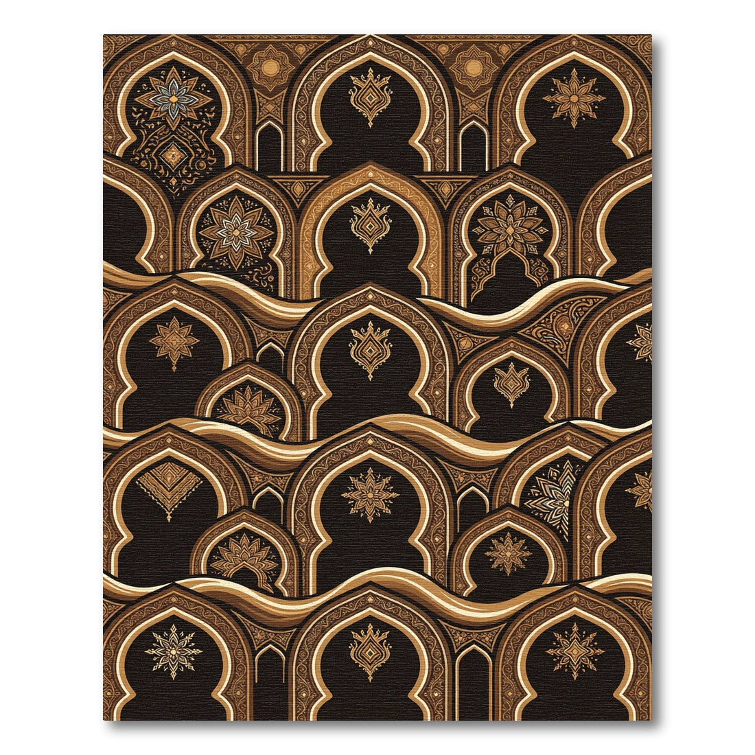 Rich Brown Archway Botanical Medallion Rug