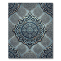 Sophisticated Slate Blue Ornate Medallion Rug