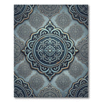 Sophisticated Slate Blue Ornate Medallion Rug