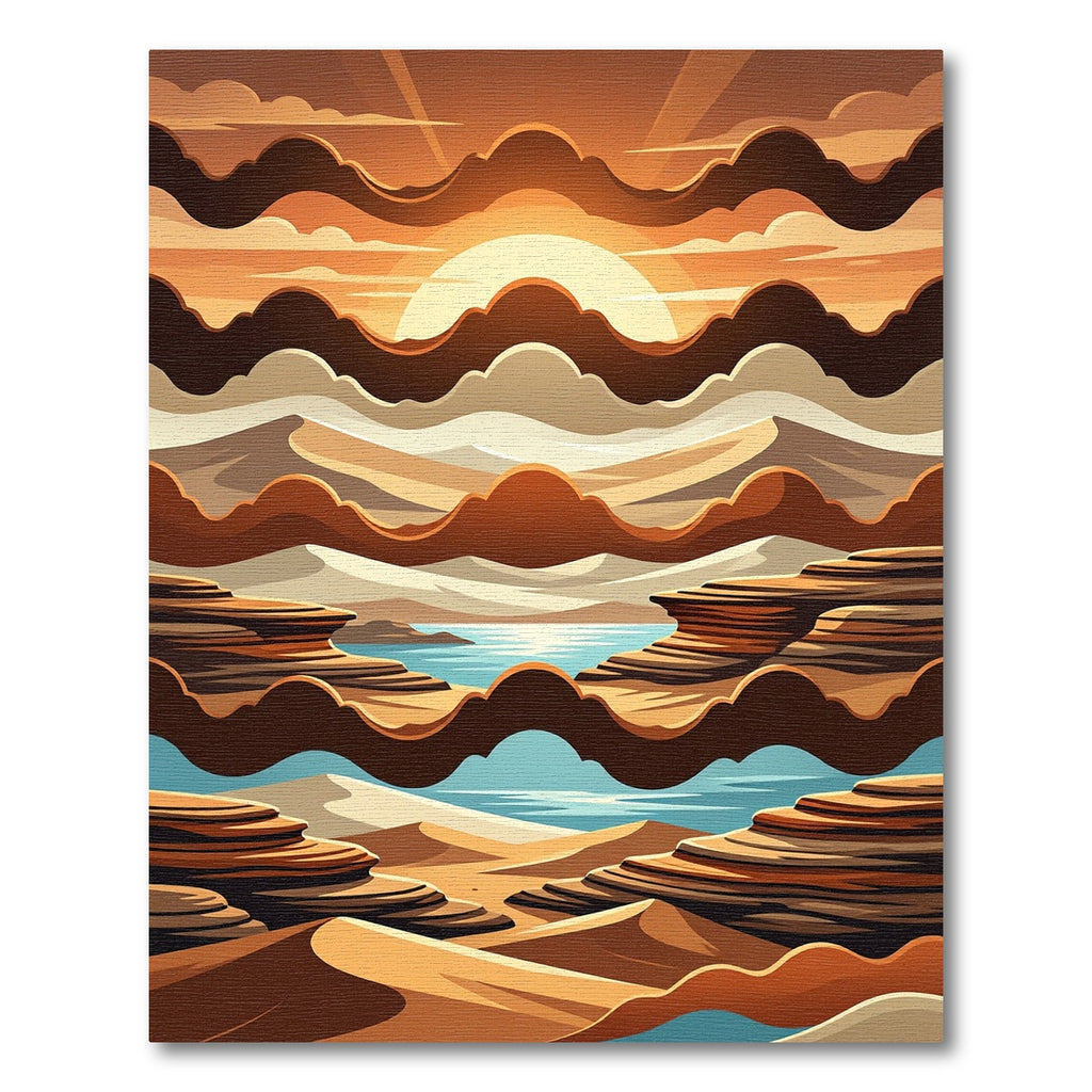 Layered Desert Sunset Landscape Rug
