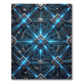 Futuristic Blue Neon Circuit Board Geometric Rug