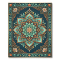 Teal Mandala Bloom with Golden Foliage Rug