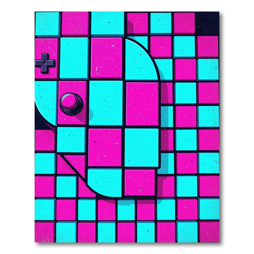 Neon Magenta and Cyan Retro Grid Rug