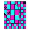 Neon Magenta and Cyan Retro Grid Rug
