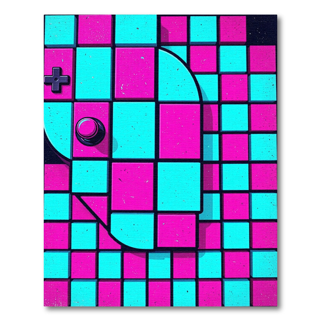 Neon Magenta and Cyan Retro Grid Rug