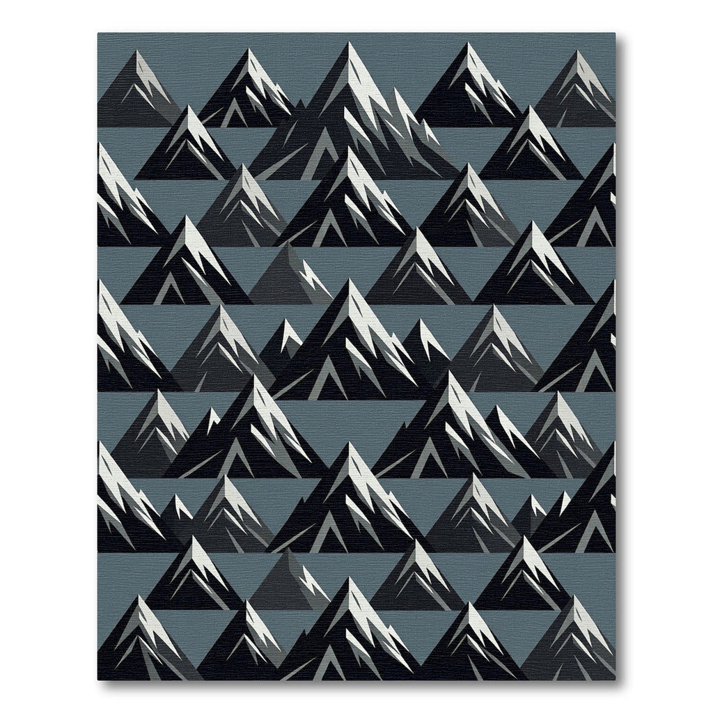 Gray Abstract Mountain Peaks Rug