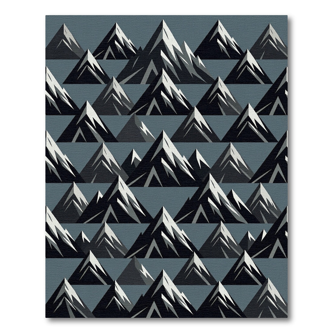 Gray Abstract Mountain Peaks Rug