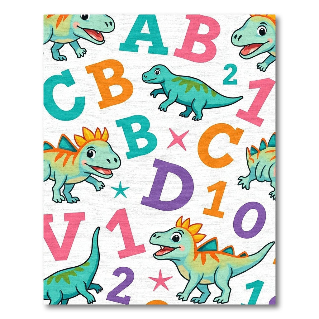 Aqua Dinosaurs With Colorful Alphabet Numbers Rug