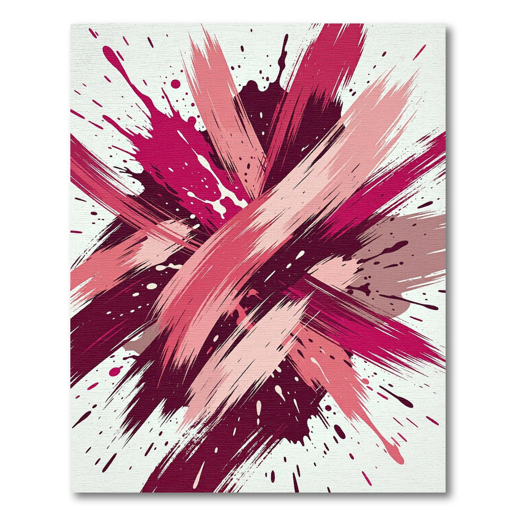 Vibrant Berry Rose Abstract Brushstroke Rug