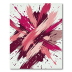 Vibrant Berry Rose Abstract Brushstroke Rug