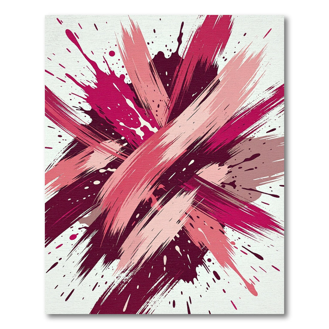 Vibrant Berry Rose Abstract Brushstroke Rug