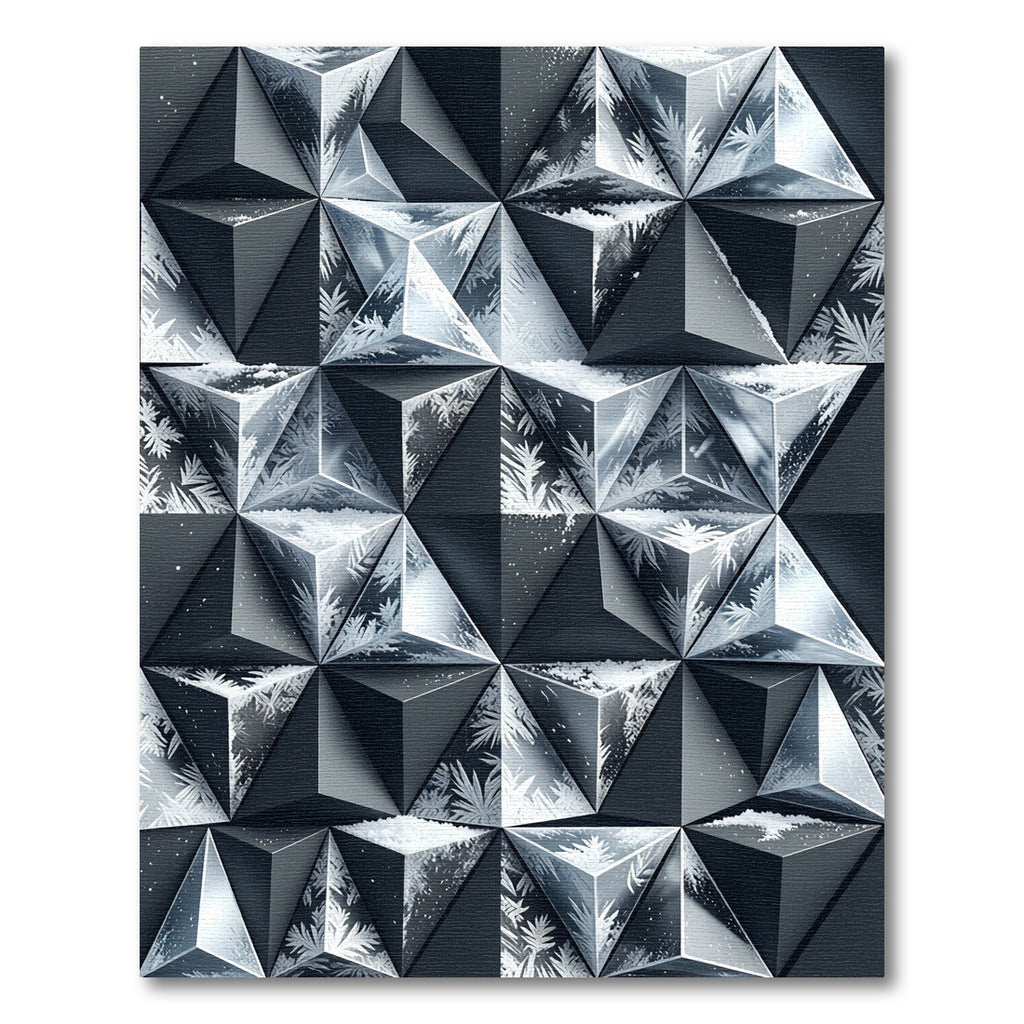 Modern Icy Silver Geometric Prism Rug