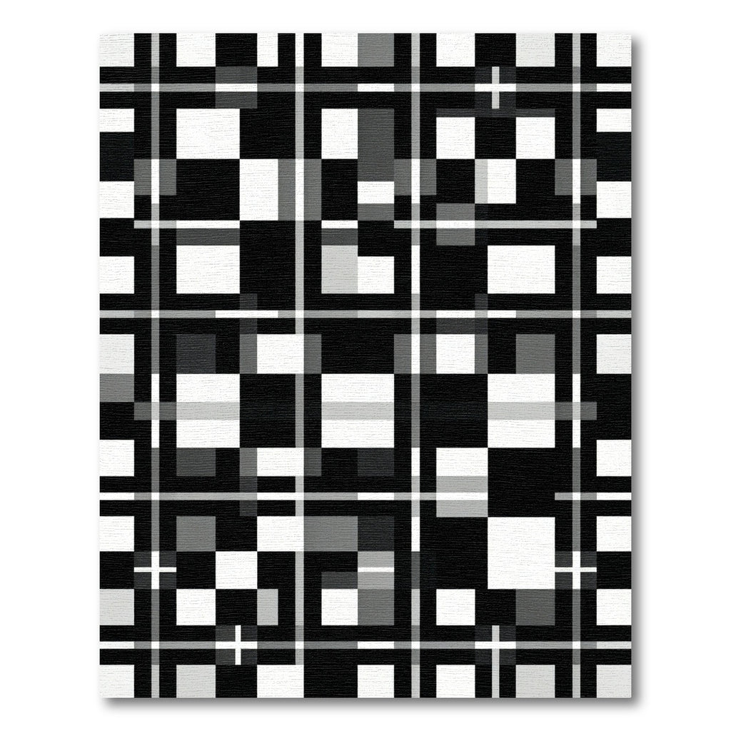 Monochrome Abstract Geometric Grid Checkered Abstract Rug