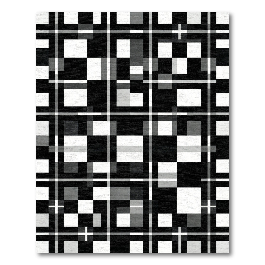 Monochrome Abstract Geometric Grid Checkered Abstract Rug