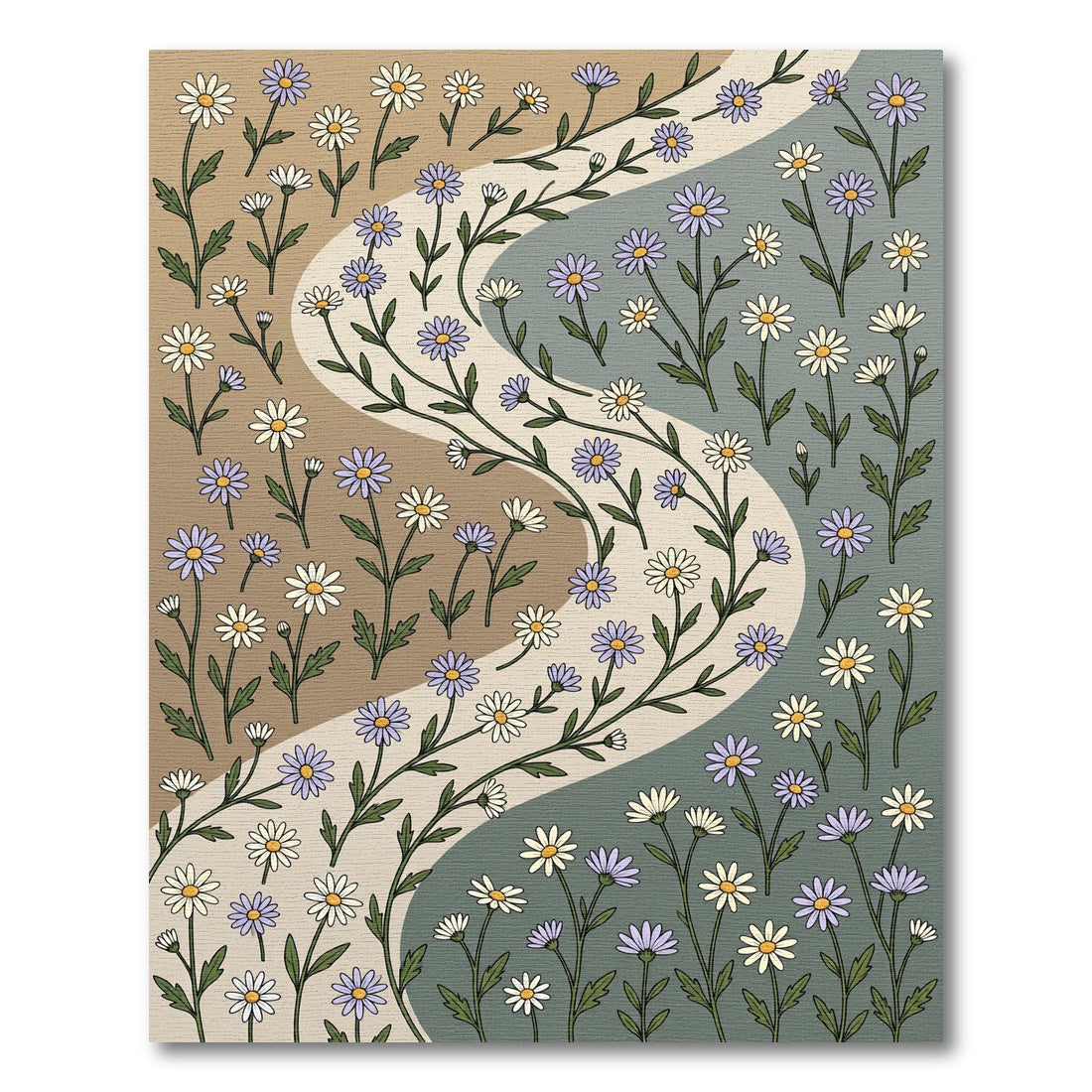 Pastel Daisy Strewn Winding Path Rug