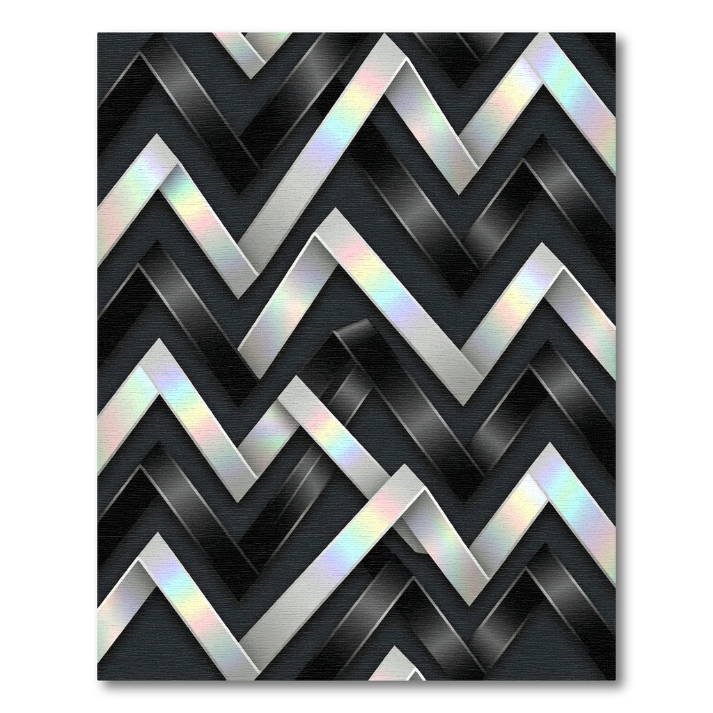 Monochrome Iridescent Metallic Zigzag Graphic Rug