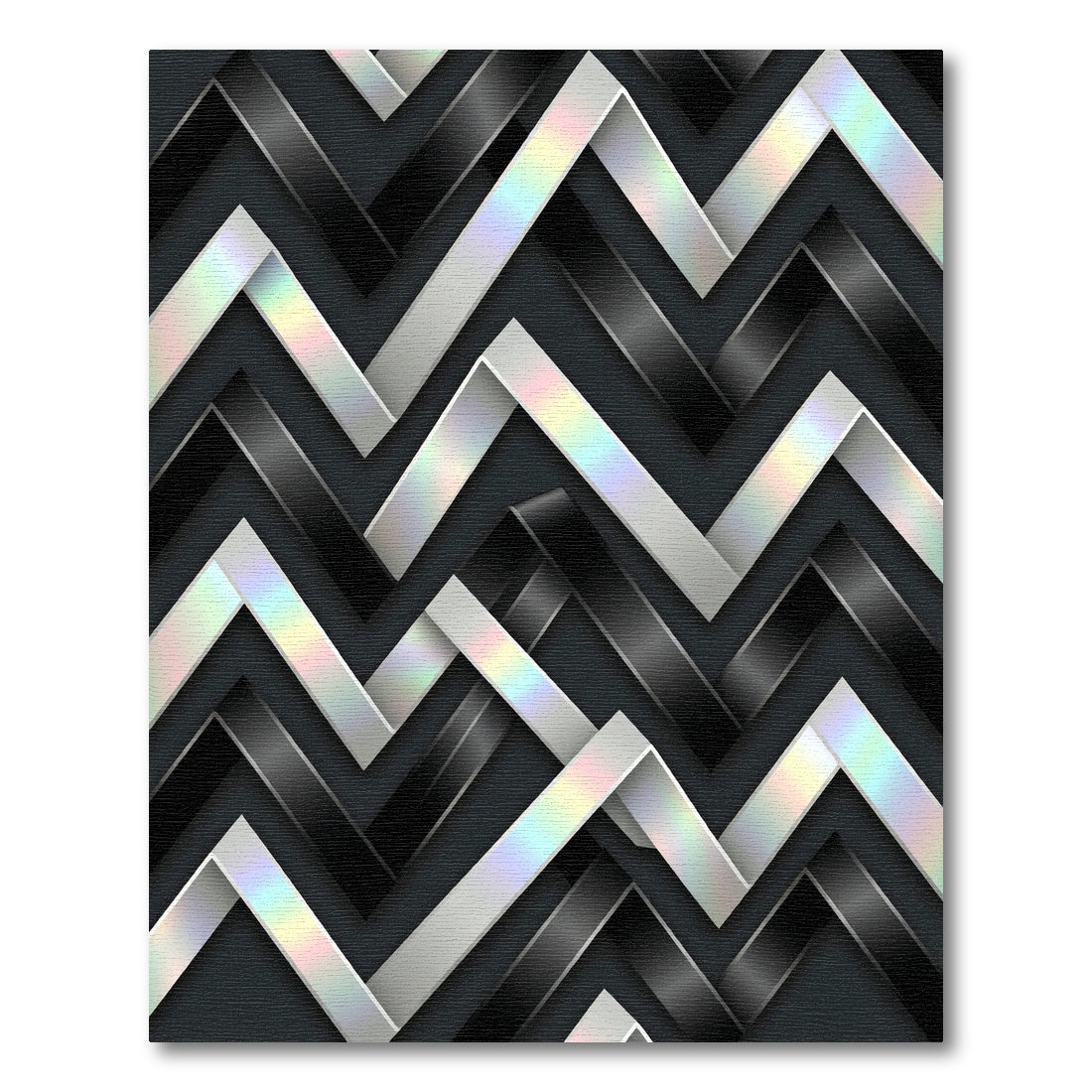 Monochrome Iridescent Metallic Zigzag Graphic Rug