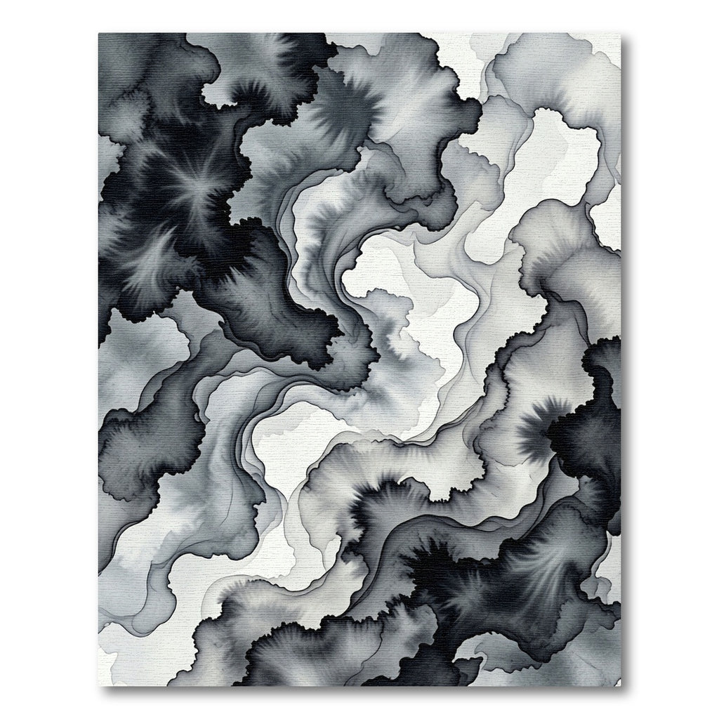 Monochromatic Ink Wash Fluid Ripples Rug
